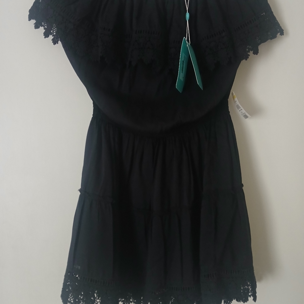 Melissa Odabash Black Lace Trim Mini Dress